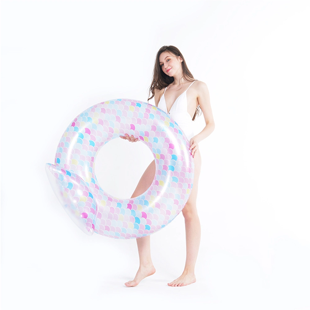 106cm Swim Rings for Adults Sparkling Scales Inflatable PVC Swimming Ring Floating Tube