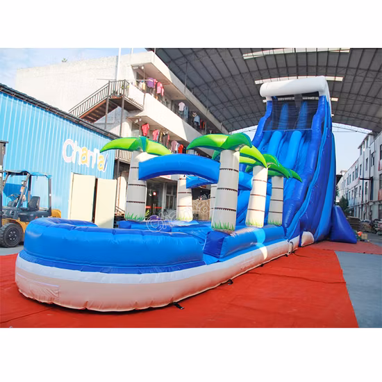 Glissière d'eau commerciale extérieure pour enfants/adultes N Slip Bounce Slides Pool Piscine tropicale à double toboggan gonflable
