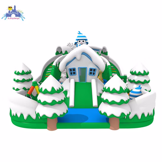 Grand videur gonflable du monde de la glace et de la neige pour aire de jeux avec toboggan pour enfants et adultes idéal pour les plaisirs d'hiver