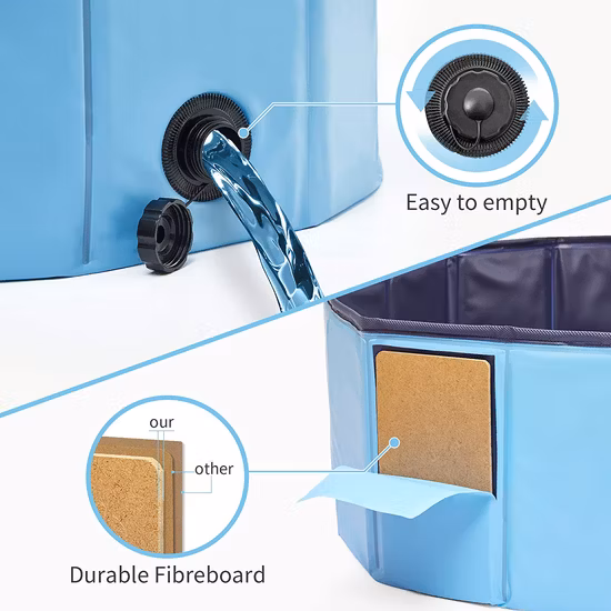 Piscine portable pour chien de compagnie résistant aux rayures en PVC de haute qualité